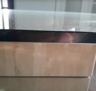 Mesa de centro cristal y mármol beige