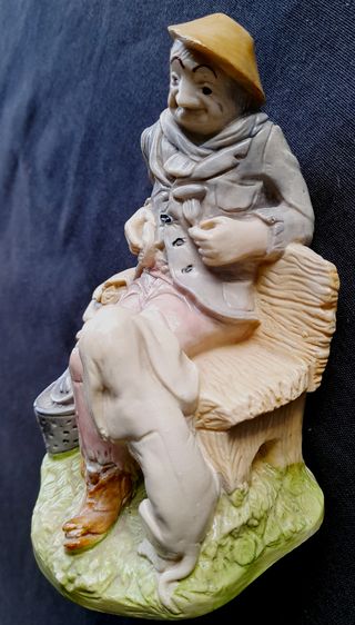 Figura anciano y perro alabastro