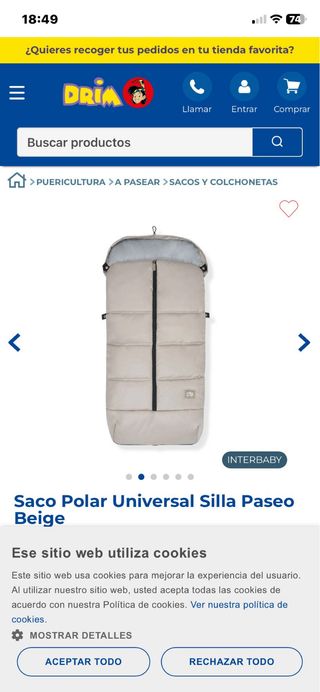 Saco de invierno Interbaby. Color beige