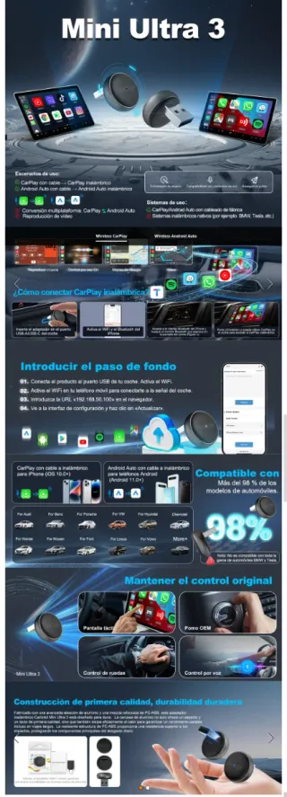 Carlinkit Mini Ultra3 Adaptador Inalámbrico
