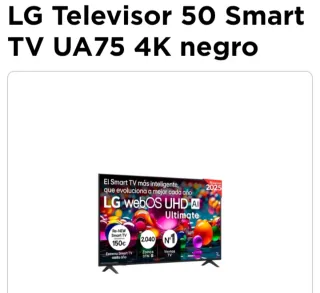 LG 50 Smart TV UA75 4K Negro