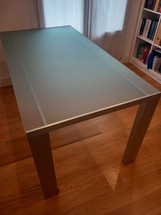 Mesa escritorio cristal y aluminio
