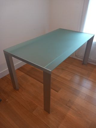 Mesa escritorio cristal y aluminio