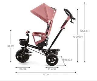 Triciclo Kinderkraft Aveo Plegable Rosa hasta 25Kg