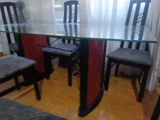 Mesa de comedor cristal y madera