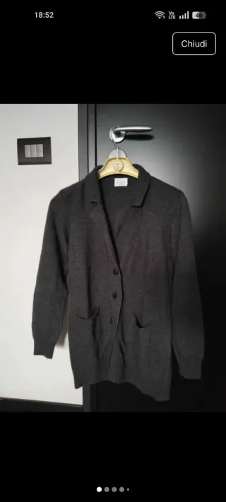 Cardigan cashmere-merinos-seta grigio scuro