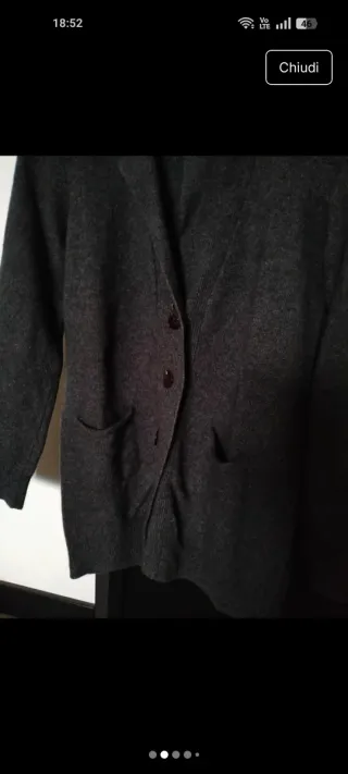 Cardigan cashmere-merinos-seta grigio scuro