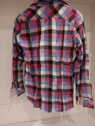 Camisa cuadros azul y rosa