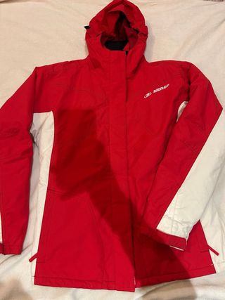 Chaqueta esquí impermeable roja y blanca