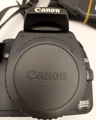 Canon EOS 350D fotocamera digitale con accessori.