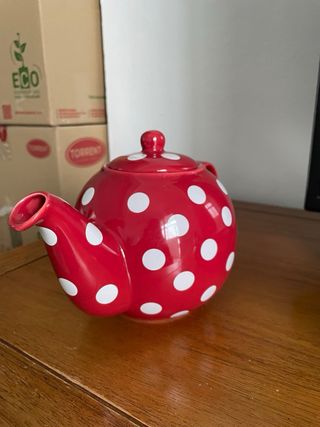 Tetera Globe Teapot Roja Lunares Blancos