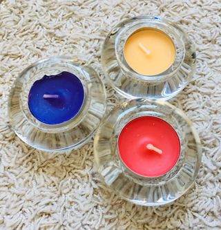 Lote  portavelas de vidrio