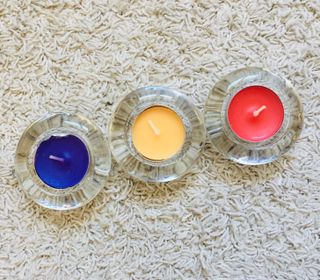 Lote  portavelas de vidrio