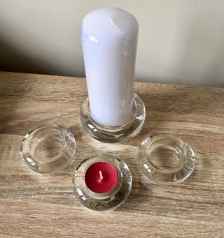 Lote  portavelas de vidrio