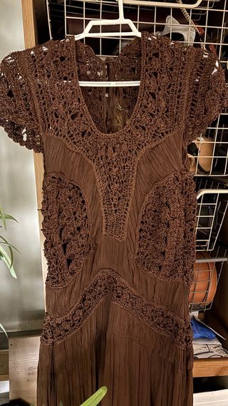 Vestido Zara Crochet Marrón Talla Única