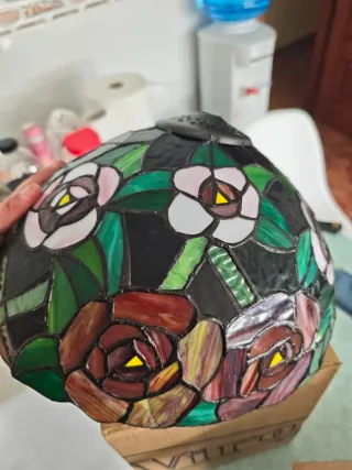 Lámpara Tiffany VIRO "Rosas" - Cristal Auténtico
