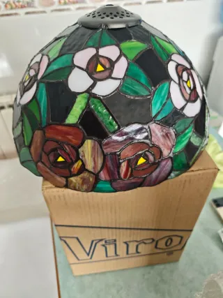 Lámpara Tiffany VIRO "Rosas" - Cristal Auténtico