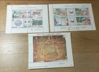 3 Láminas 14 Sellos España 1980