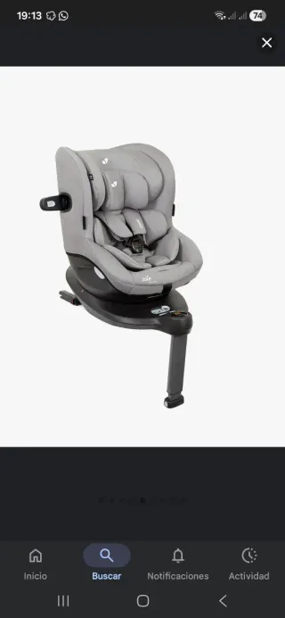 Silla de coche para bebé Joie giratoria gris.