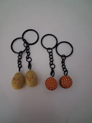 Llaveros Patatas y Hamburguesas Kawaii