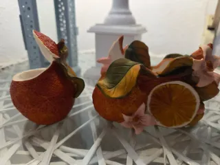 Servilletero/Palillero Resina Naranja