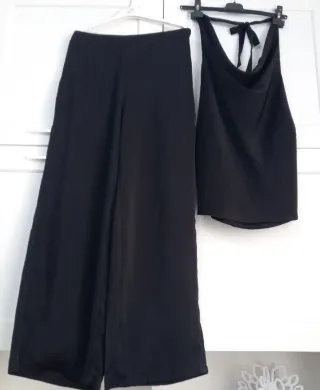 Completo Nero: Top + Pantalone Wide Leg
