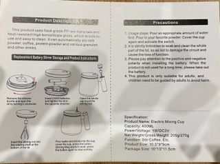 Tazza Elettrica Auto-Mescolante Vetro 400ml