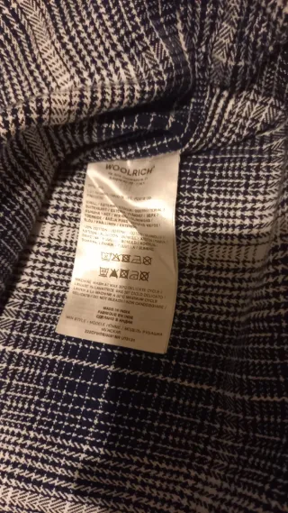 Camisa Franela Woolrich Azul y Blanca