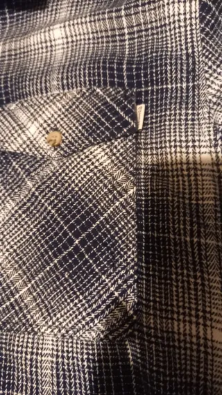 Camisa Franela Woolrich Azul y Blanca