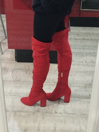 Botas mujer ante rojo