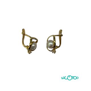 Pendientes Oro 18k Perla y Circonita