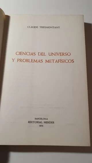 Ciencias del universo y problemas metafísicos