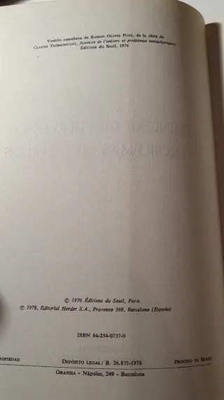 Ciencias del universo y problemas metafísicos