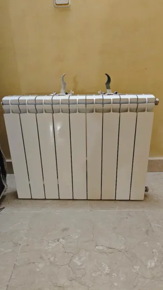 Radiador de agua blanco y plateado