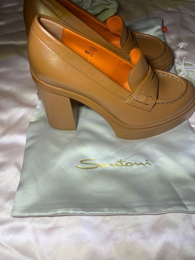 Santoni Zapatos Marrones Tacón Cómodo