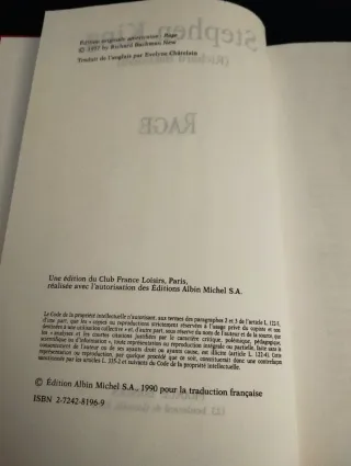 Rage (Rabia), de Stephen King / Richard Bachman FR