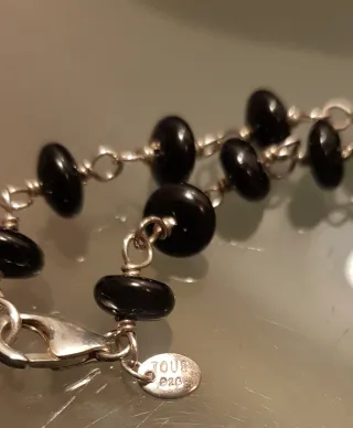 Pulsera Tous Plata y Onix Oso