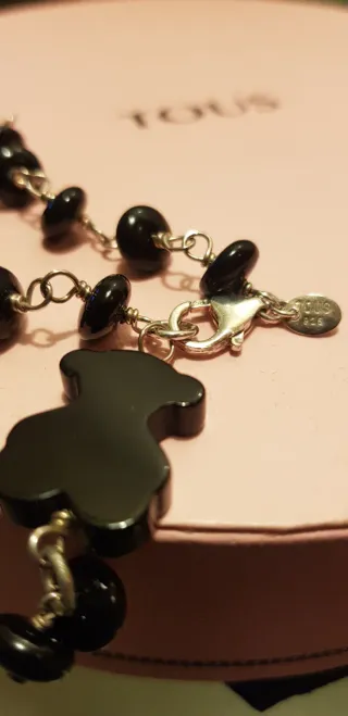 Pulsera Tous Plata y Onix Oso