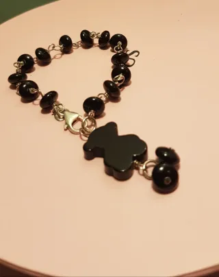 Pulsera Tous Plata y Onix Oso