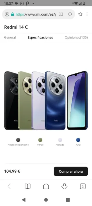 Teléfono, móvil Xiaomi Redmi 14C Azul