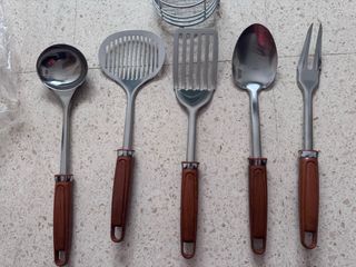 Set Utensilios Cocina Madera y Metal