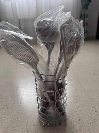 Set Utensilios Cocina Madera y Metal