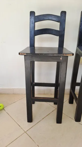 Juego de 3 Sillas Altas de Madera Negras