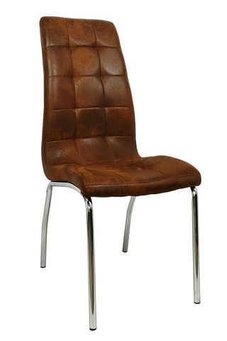Silla May Marrón Cuero y Metal