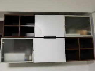 Mueble aparador comedor wengue madera y cristal