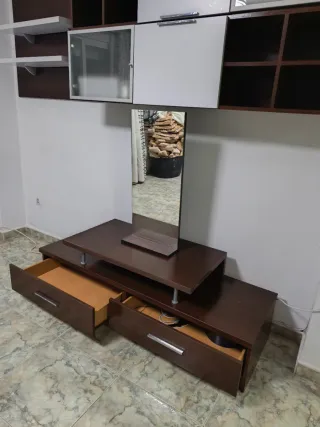 Mueble aparador comedor wengue madera y cristal