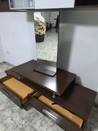 Mueble aparador comedor wengue madera y cristal