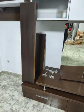 Mueble aparador comedor wengue madera y cristal