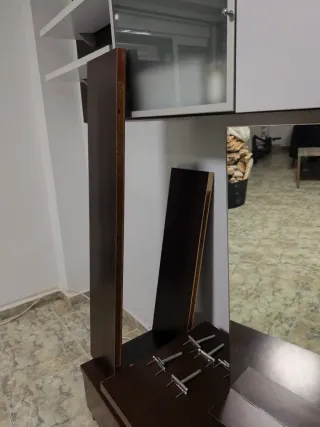Mueble aparador comedor wengue madera y cristal