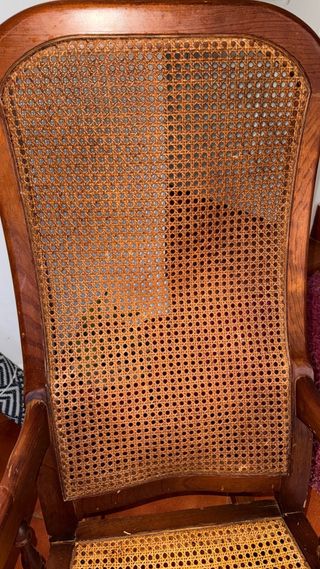 Silla Mecedora de madera y ratán